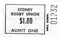 Ticket to get into the Stadium to watch First Grade Rugby, Sydney.